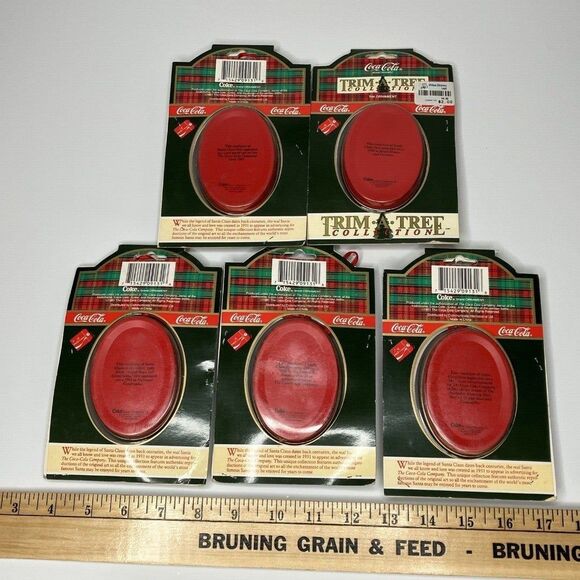 Coca Cola Trim A Tree 1991 Santa Tin Ornaments 5 pc Lot Circa 43 49 51 60 63 - Picture 2 of 5